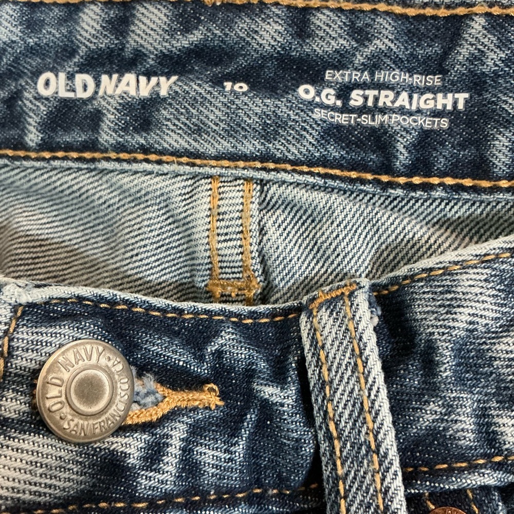 🍓 Old Navy Extra High-Rise O.G. Straight Distressed Denim Jeans - 10 - Picture 3 of 4